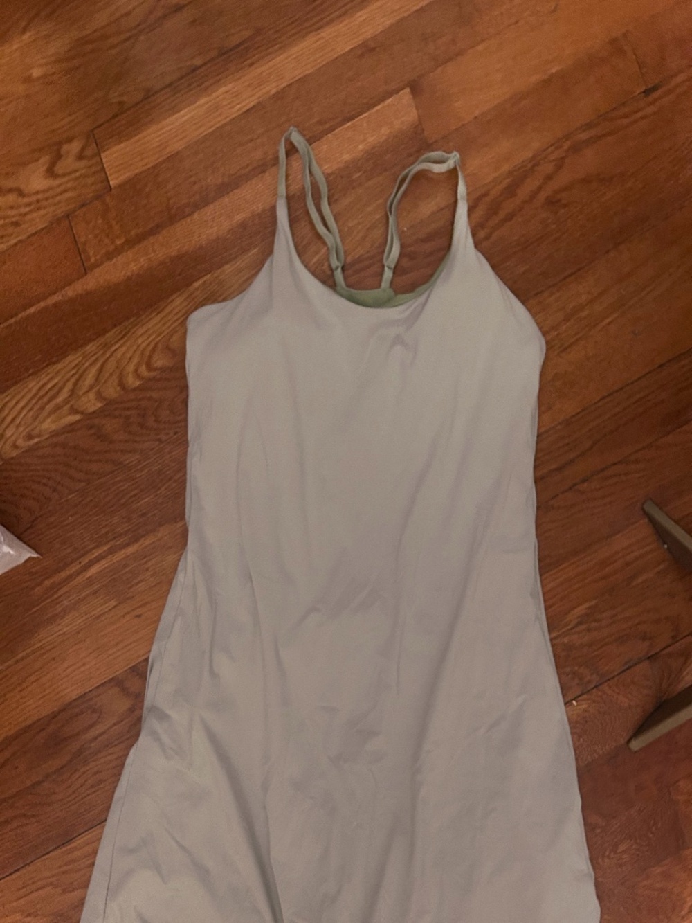 Gray Athletic Tank Dress with Built-In Green Bra Size XL